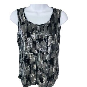 Ruby Rd. Black and Silver Sequin Tank Top